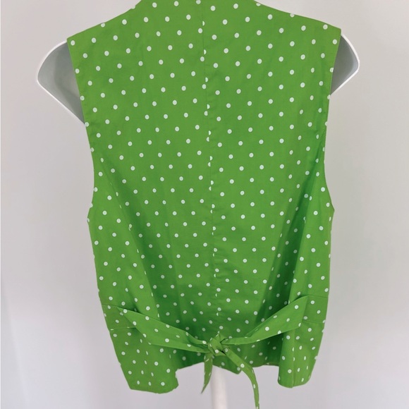 Jones New York Sport Vintage Green Polka Dot Cotton Vest - Picture 5 of 8